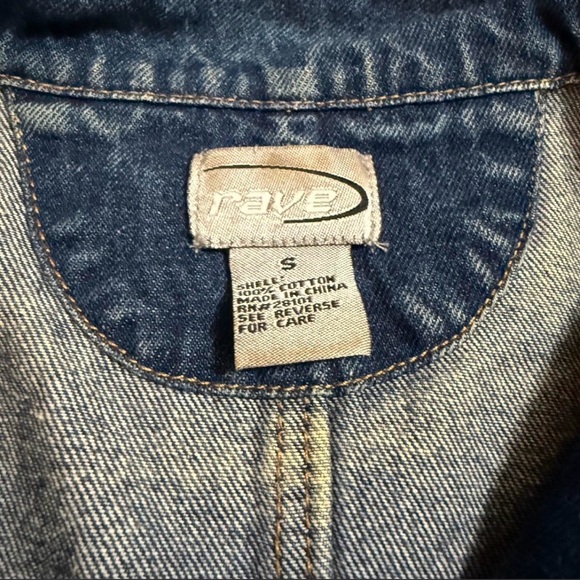 Y2K Rave Jean Jacket with Embroidered Rose - Picture 2 of 3